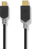 USB-Kabel | USB 2.0 | USB-C™ Male | USB Micro-B Male | 480 Mbps | Verguld | 1.00 m | Rond | PVC | Antraciet | Window Box