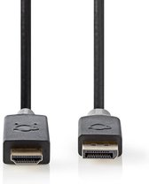 Nedis DisplayPort-Kabel - DisplayPort Male - HDMI Connector - 4K@60Hz - Verguld - 2.00 m - Rond - PVC - Antraciet - Polybag