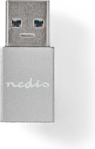 Nedis USB-A Adapter - USB 3.2 Gen 1 - USB-A Male - USB-C Female - 5 Gbps - Rond - Vernikkeld - Zwart - Doos