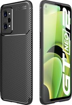 Cazy Realme GT Neo2 hoesje - Soft TPU Carbon Case - Zwart
