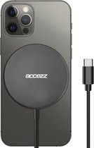 Accezz Draadloze Oplader Apple iPhone - Snellader USB-C to MagSafe inclusief kabel - Fast Charger lader 15W - Grijs