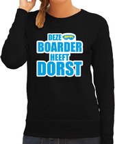 Apres ski trui Deze snowboarder heeft dorst zwart  dames - Wintersport sweater - Foute apres ski outfit/ kleding/ verkleedkleding L