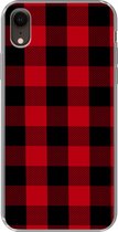 Geschikt voor iPhone XR hoesje - Plaid - Zwart - Rood - Siliconen Telefoonhoesje