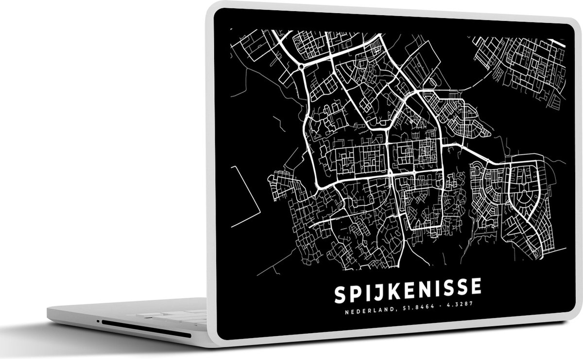 Laptop sticker - 12.3 inch - Kaart - Spijkenisse - Zwart - 30x22cm - Laptopstickers - Laptop skin - Cover