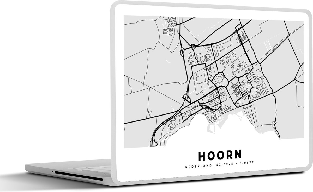Laptop sticker - 14 inch - Plattegrond - Hoorn - Nederland - 32x5x23x5cm - Laptopstickers - Laptop skin - Cover - Stadskaart