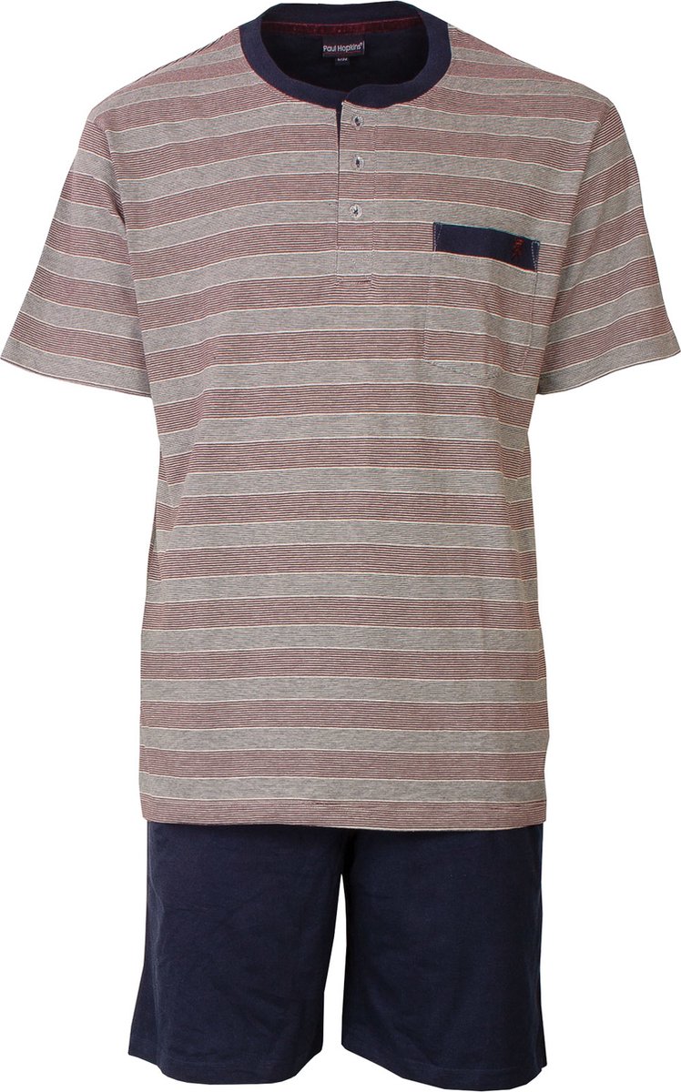 Paul Hopkins Heren Shortama - Pyjama Set - Rood/Grijs - Maat S