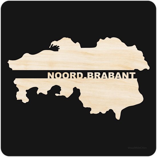 Provincie Noord-Brabant Zwart hout - 49x49 cm - Woon decoratie - Wanddecoratie - WoodWideCities
