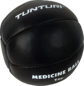 Tunturi Medicine Ball - Functional Training Ball - Medicijnbal - 1 kg - Zwart Leer - Incl. gratis fitness app