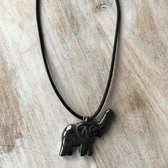 GoedeDoelen.Shop | Veterketting Olifant Hematiet | Olifanten Ketting | Hematiet | Ketting Met Natuursteen | Aardend | Dierenwelzijn | Olifant | Dieren vKetting | Wellness-House