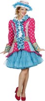 Wilbers - Dans & Entertainment Kostuum - Vrolijke Lapjes Jas Lisanne Vrouw - blauw,roze - Maat 42 - Carnavalskleding - Verkleedkleding