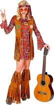 Widmann - Hippie Kostuum - Francien Fraaie Franjes Hippie Jaren 60 - Vrouw - bruin - Medium - Carnavalskleding - Verkleedkleding