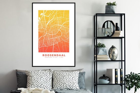 Cadre photo avec affiche - Plan de la ville - Roosendaal - Jaune - 80x120 cm - Cadre pour affiche