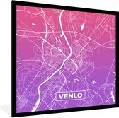 Fotolijst incl. Poster - Stadskaart - Venlo - Paars - Roze - 40x40 cm - Posterlijst - Plattegrond