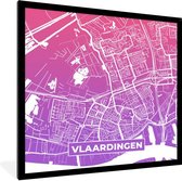 Fotolijst incl. Poster - Stadskaart - Vlaardingen - Paars - Roze - 40x40 cm - Posterlijst - Plattegrond