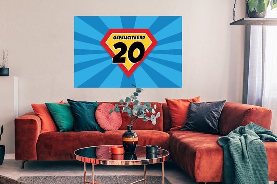 Affiche Cadeau d'anniversaire - 20 ans - Cape de super-héros - 120x80 cm