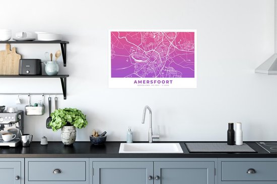 Poster Plan de ville - Amersfoort - Violet - Rose - 60x40 cm