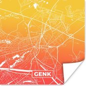 Poster Stadskaart - Genk - België - Oranje - 50x50 cm - Plattegrond