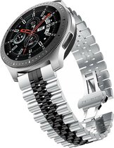 Stalen Smartwatch bandje - Geschikt voor Strap-it Samsung Galaxy Watch 46mm Jubilee stalen band - zilver/zwart - Strap-it Horlogeband / Polsband / Armband