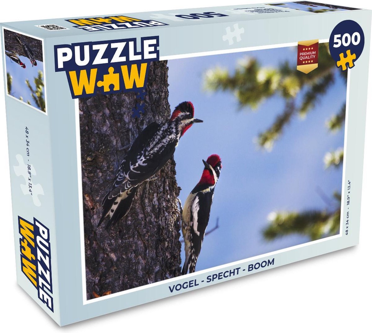 Afbeelding van product PuzzleWow  Puzzel Vogel - Specht - Boom - Legpuzzel - Puzzel 500 stukjes