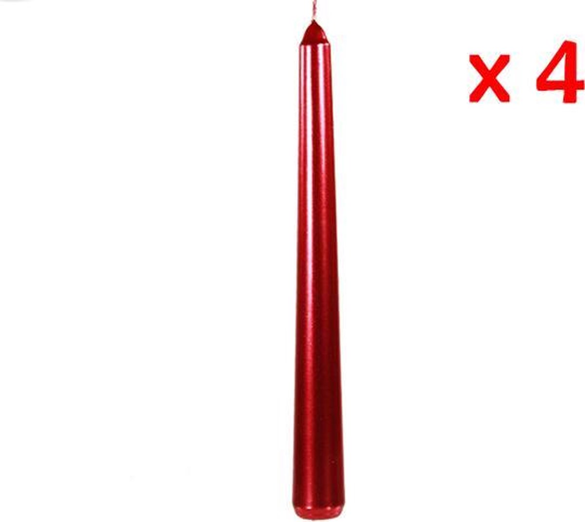 Metallic Red Candle Candle H 20cm - Set van 4 stks - Plastic - Rood - Rouge - Lisse - SILUMEN