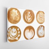 Canvas schilderij - Coffee latte art cappuccino foam set isolated on white background  -     580006672 - 50*40 Horizontal
