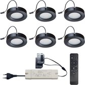 Ledisons LED Inbouwspots met Afstandsbediening - Adria Zwart Set met 6 spotjes met Driver - Dimbaar Niet verstelbaar IP54 3W 2700K Warm wit licht 240V 120 Stralingshoek >95 CRI Tra