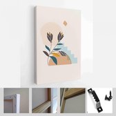 Abstracte botanische organische kunst illustratie. Set van zachte kleur schilderij kunst aan de muur voor huisdecoratie. Minimalistisch canvas achtergrondontwerp - Modern Art Canva