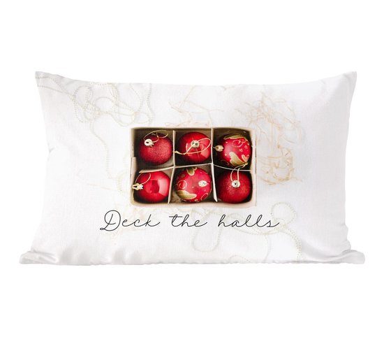 Sierkussens - Kussentjes Woonkamer - 50x30 cm - Kerstballen - Rood - Goud - Kerstversiering - Kerstdecoratie voor binnen - Woonkamer