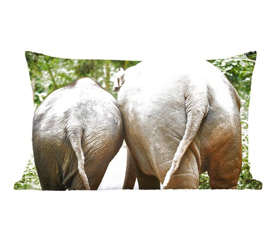 Sierkussens - Kussen - Twee olifanten lopen het bos in - 50x30 cm - Kussen van katoen