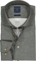 Profuomo Originale slim fit overhemd - poplin - donker groen tweed print - Strijkvriendelijk - Boordmaat: 39