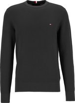 Tommy Hilfiger structure crew neck - heren trui katoen met O-hals - zwart (Black) -  Maat: M