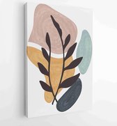 Botanische muur kunst vector achtergrond instellen. Gebladerte lijntekening met aquarel 1 - Moderne schilderijen – Verticaal – 1904693029 - 50*40 Vertical