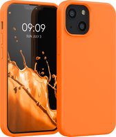kwmobile telefoonhoesje geschikt voor Apple iPhone 13 mini - Hoesje met siliconen coating - Smartphone case in fruitig oranje
