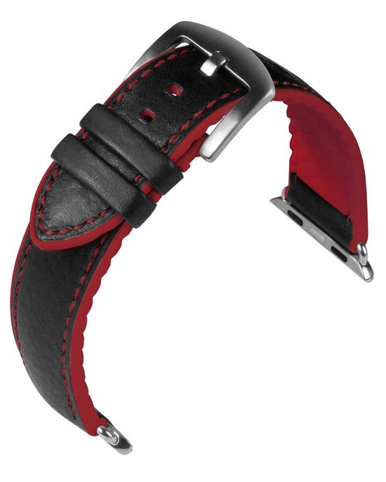 EULIT horlogeband voor Apple Watch - siliconen - 24 mm - zwart - metalen gesp