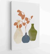 Floral and Foliage in bottle line art tekening met abstracte vorm 1 - Moderne schilderijen – Verticaal – 1920148478 - 115*75 Vertical