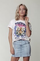 Colourful Rebel Tigers League T-shirt  Wit Dames - Boxy Fit - Organisch Katoen - S