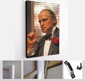 Waxwork van Marlon Brando als Godfather Don Vito Corleone, Marlon Brando waxwork figuur - Madame Tussauds Hollywood - Modern Art Canvas - verticaal - 556117297