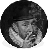 Cercle mural - Aluminium - Willem van Oranje par le vieux maître Adriaen Thomasz avec cigarette - noir et blanc - ⌀ 60 cm