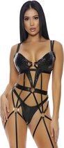 Forplay Sweet Spot - Cheetah Bustier Set black Large