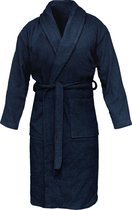HOMELEVEL Badstof Badjas Reizen Badjas 100% katoen Badjas voor vrouwen Mannen Dames en Heren Aankleedjurk Saunarobe Reizen Aankleedjurk Donkerblauw Maat XL