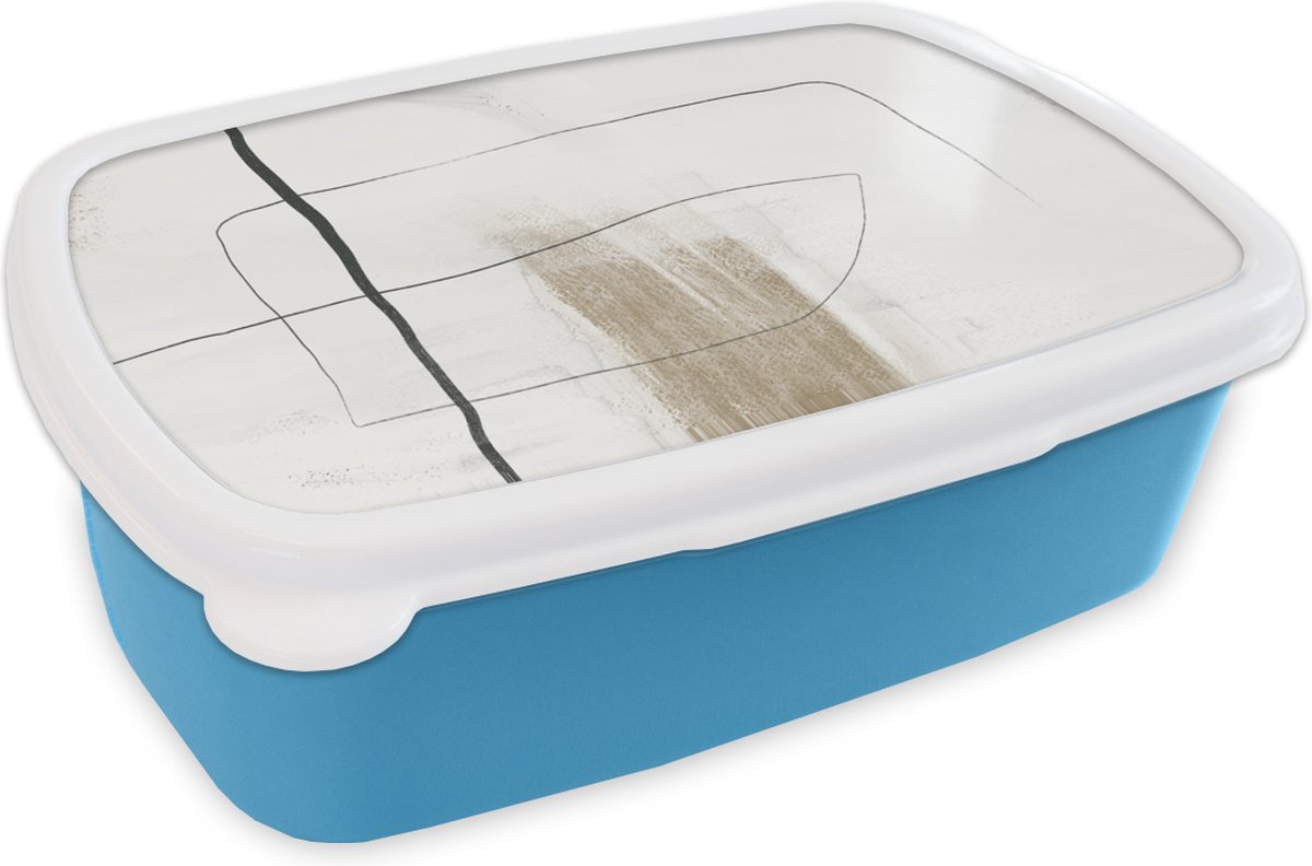 Broodtrommel Blauw - Lunchbox - Brooddoos - Verf - Zwart - Wit - 18x12x6 cm - Kinderen - Jongen