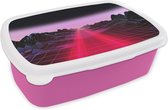 Broodtrommel Roze - Lunchbox - Brooddoos - Gaming - Futuristisch - Neon - 18x12x6 cm - Kinderen - Meisje