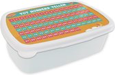 Broodtrommel Wit - Lunchbox - Brooddoos - Kinderkamer - Tellen - Educatief - Jongens - Meisjes - Kinderen - Oranje - Kids - 18x12x6 cm - Volwassenen