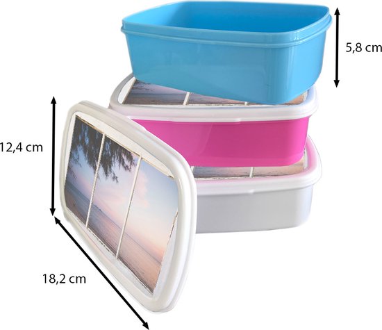 Lunch box Rose - Lunch box - Boîte à pain - Transparent - Palmier - Mer - 18x12x6 cm - Enfants - Fille