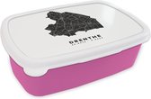 Broodtrommel Roze - Lunchbox - Brooddoos - Drenthe - Kaart - Nederland - Wit - 18x12x6 cm - Kinderen - Meisje
