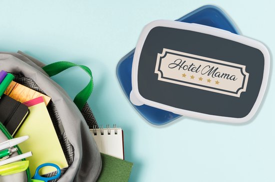 Lunch box Blauw - Lunch box - Boîte à pain - Hotel mama - Citations - Proverbes - Maman - 18x12x6 cm - Enfants - Garçon