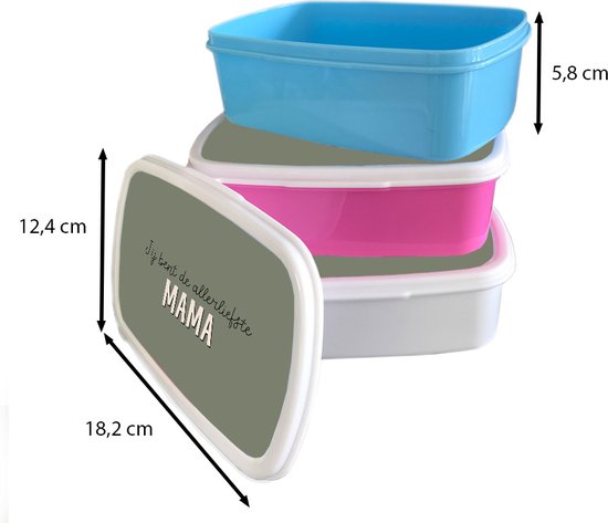 Boîte à lunch Blauw - Boîte à lunch - Boîte à lunch - Tu es la maman la plus douce - Mère - Proverbes - Citations - 18x12x6 cm - Enfants - Garçon - Cadeau Sinterklaas - Distribution de cadeaux pour enfants - Chaussures cadeaux Sinterklaas