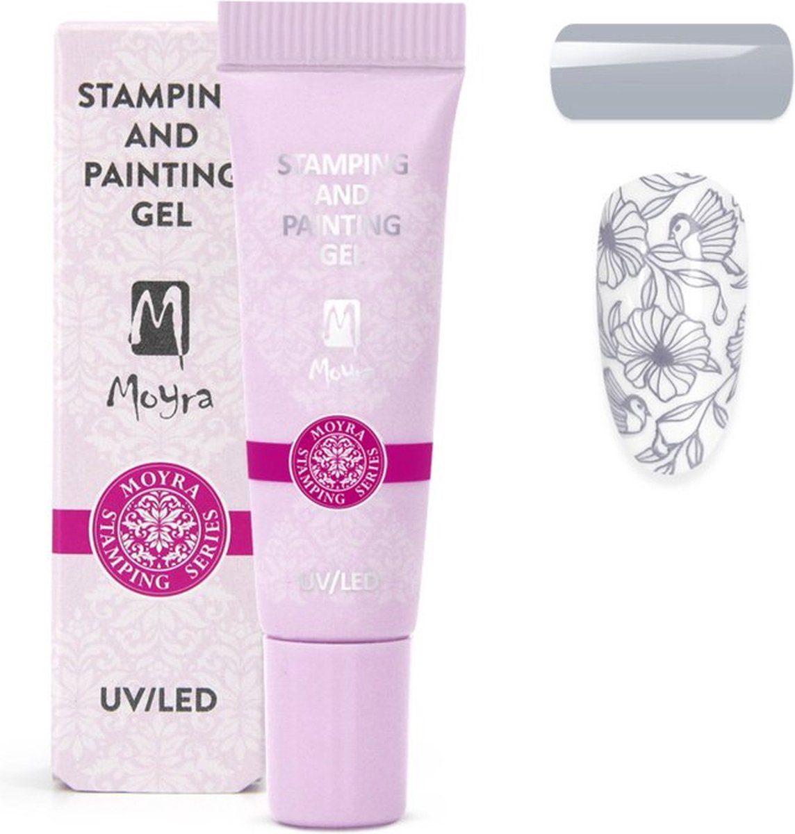 Moyra Stamping and Painting Gel - Nagels - Nagellak - Hoog gepigmenteerde gel - Hand painting technieken - Creëert fijne lijnen en krullen - No. 17 Grijs