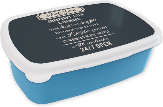 Lunch box Blauw - Lunch box - Boîte à pain - Hotel mama - Proverbes - Citations - Maman - 18x12x6 cm - Enfants - Garçon