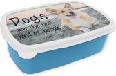 Broodtrommel Blauw - Lunchbox - Brooddoos - Quotes - Dogs are the best kind of people - Spreuken - Hond - 18x12x6 cm - Kinderen - Jongen